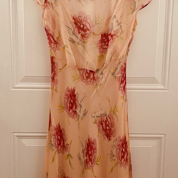 Allen B. By Allen Schwartz Silk Floral Dress in Pink and Cream - Picture 4 of 6